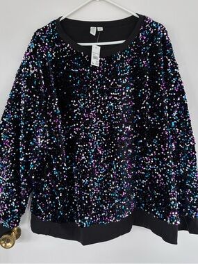 NWT Cato Black Sequin Pullover Sweatshirt